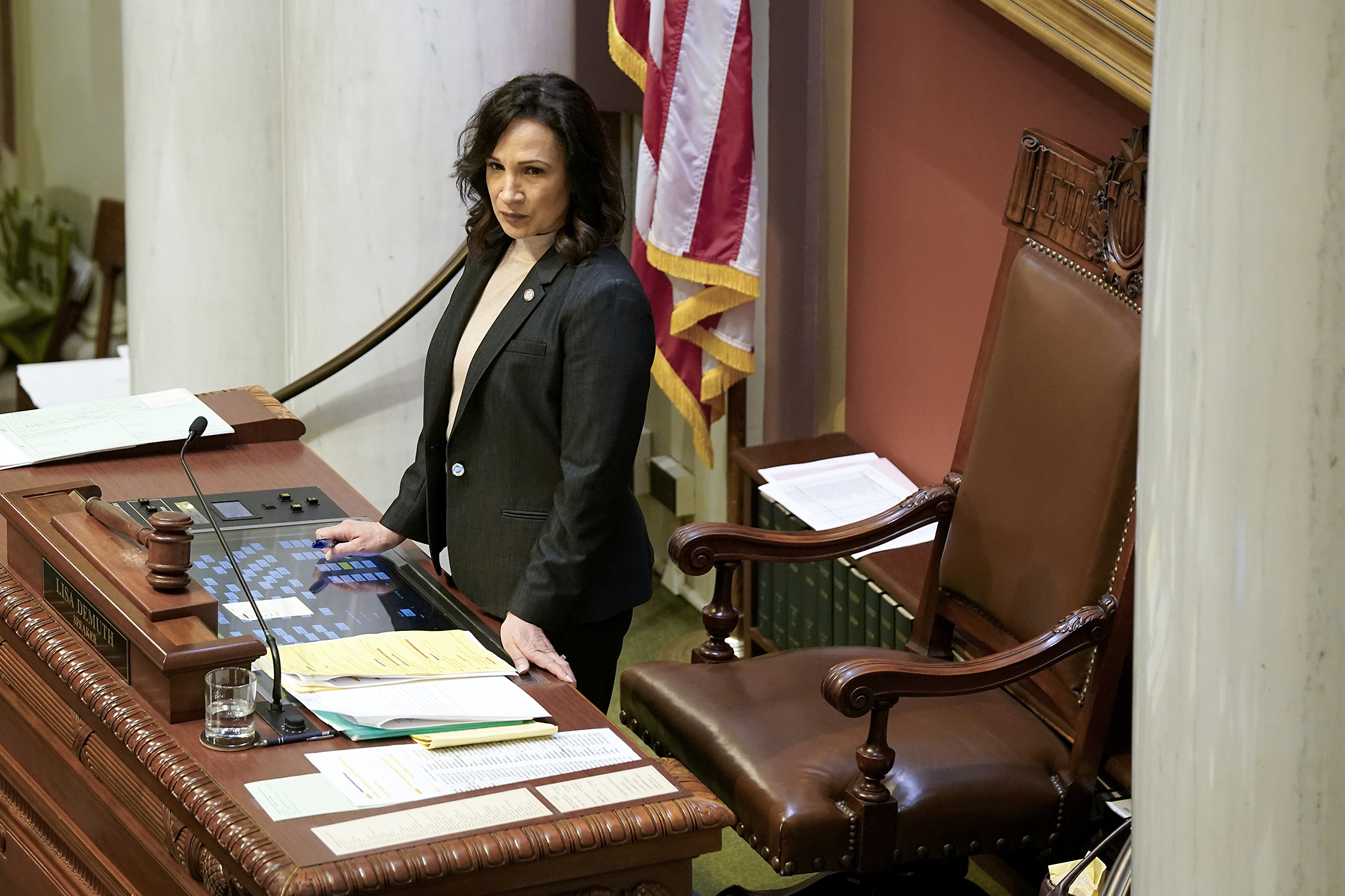 House Speaker Lisa Demuth presides over the House during a March 13 floor session. (Photo by Michele Jokinen)